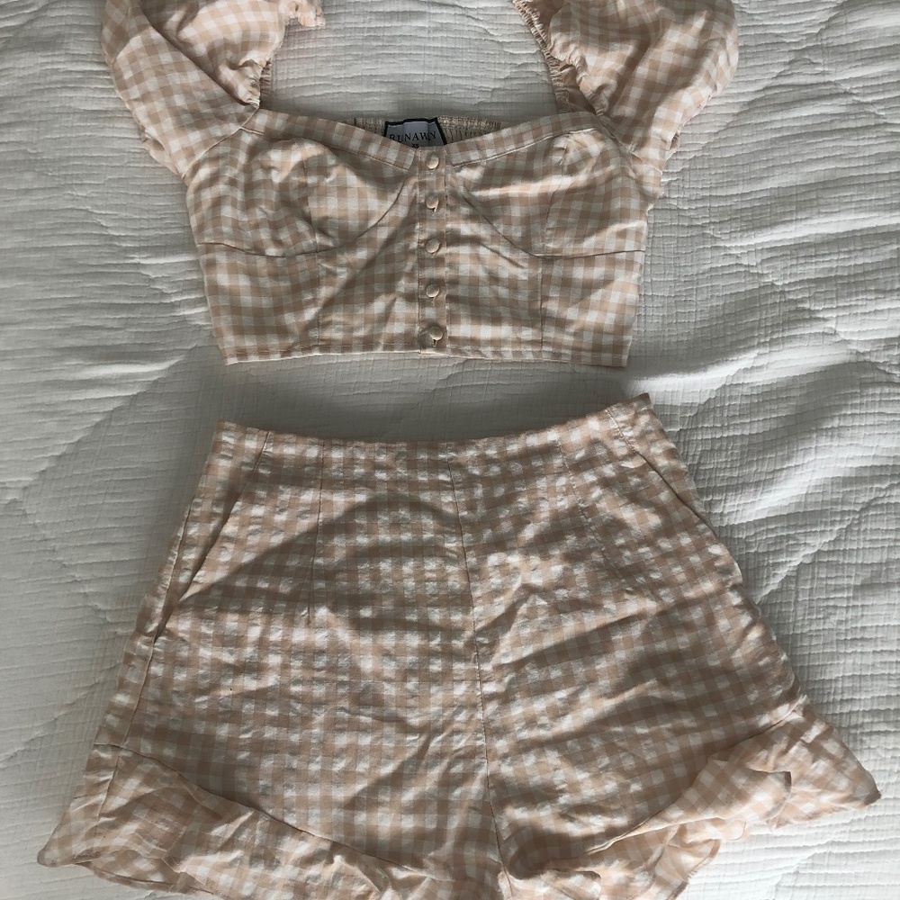 Runaway 2 piece gingham short set